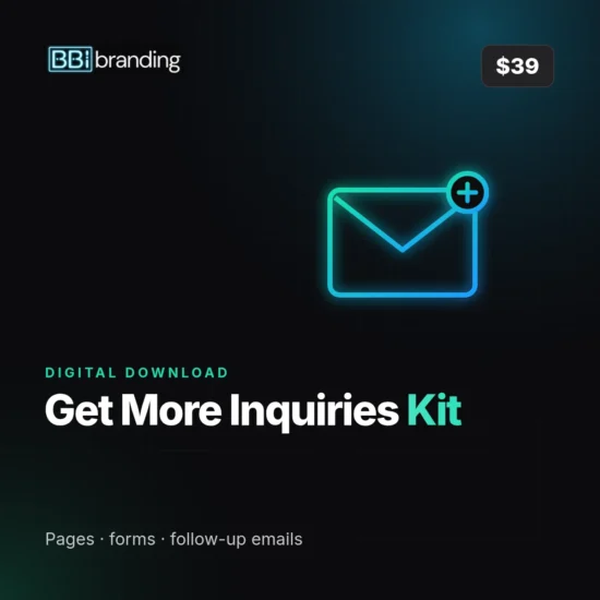 Get More Inquiries Kit, $39 digital download: Bin Bin Ink product graphic