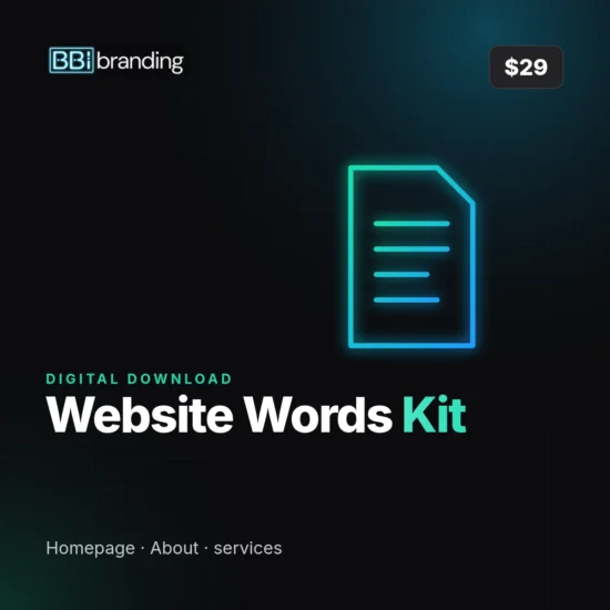 Website Words Kit, $29 digital download: Bin Bin Ink product graphic